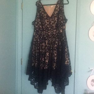 Blue lace handkerchief dress.